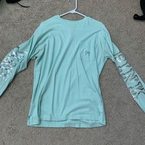 long sleeve turquoise PINK victoria secret shirt